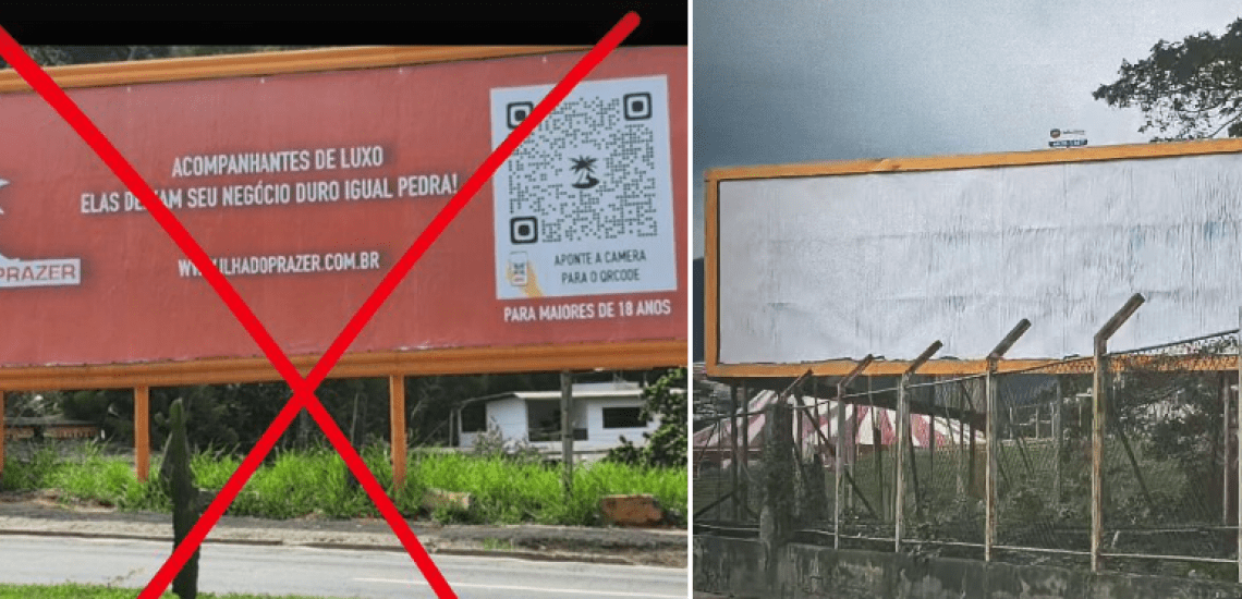 Outdoor de “acompanhantes de luxo” é retirado após determinação de prefeito em Cachoeiro