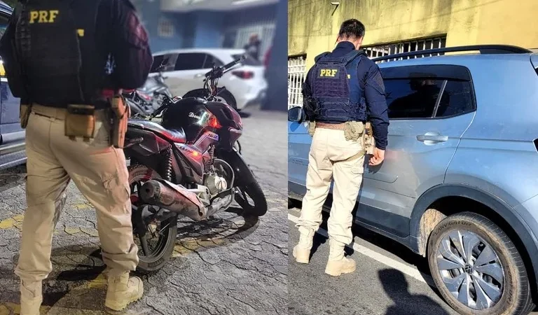 PRF recupera dois veículos com restrições criminais na BR-101, em Serra