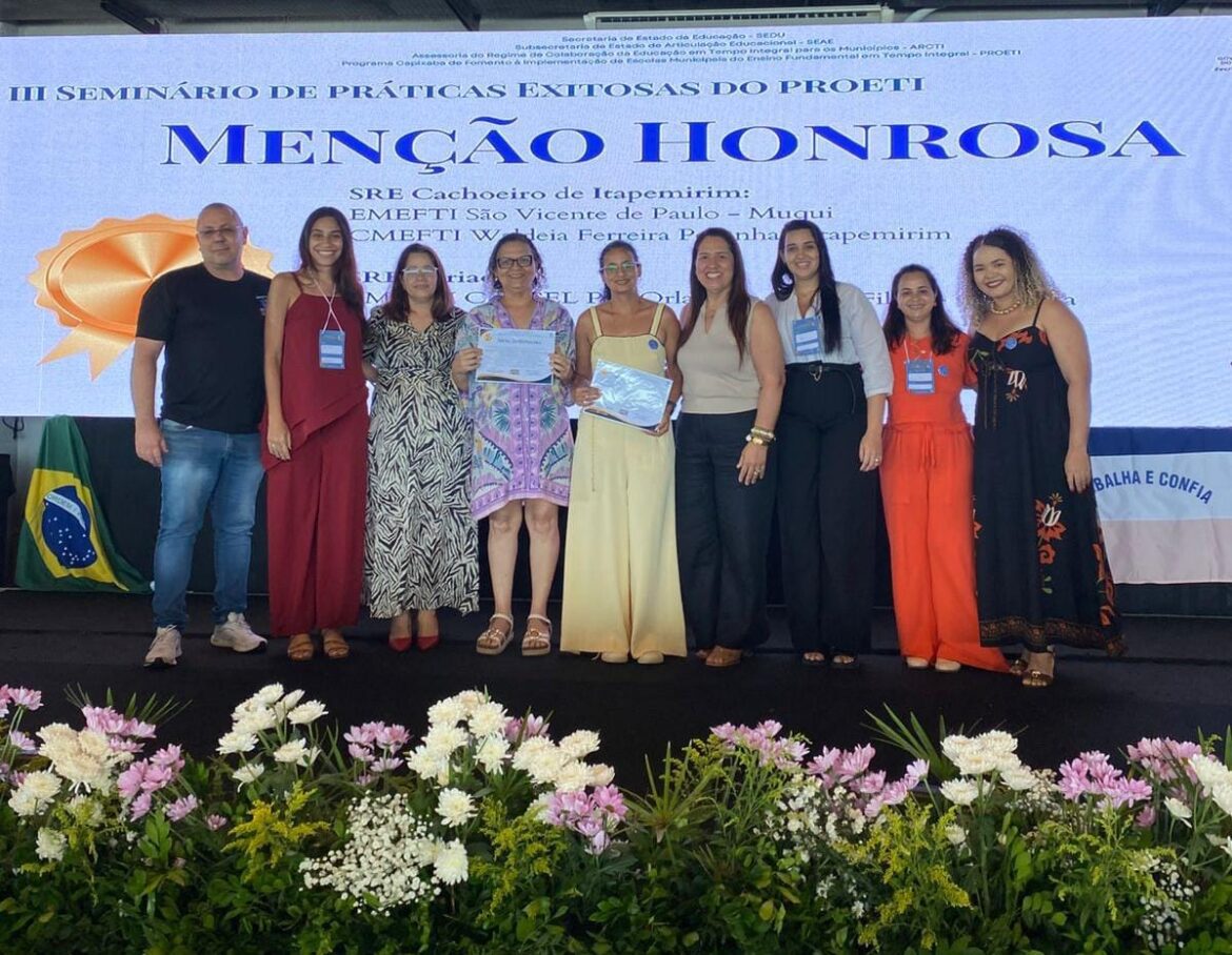 Escola de Cariacica recebe menção honrosa do Governo do Estado durante Seminário de Práticas Exitosas em Tempo Integral