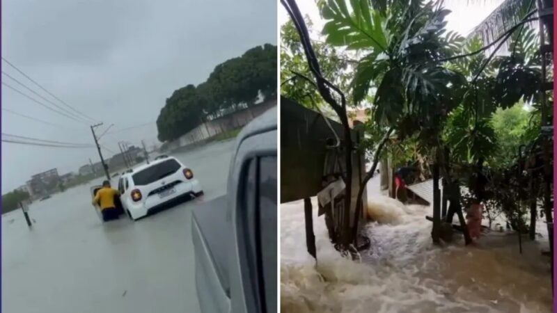 Cidade onde mais choveu em 24 horas, Linhares registra alagamentos na madrugada