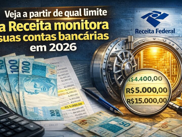 Receita Federal passa a monitorar movimentações bancárias a partir de valores mínimos em 2026; veja os limites