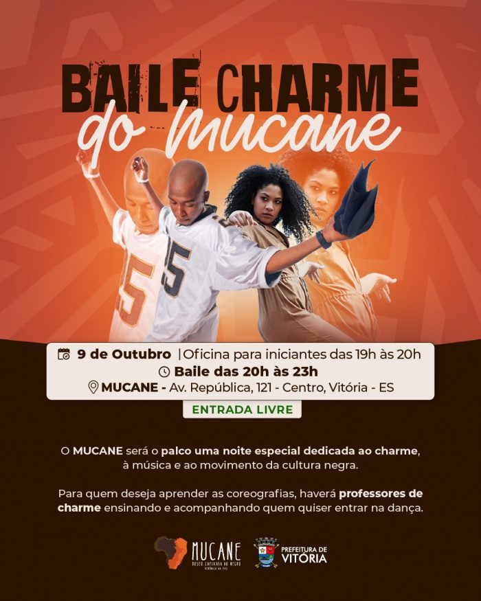 Baile Charme gratuito leva música, dança e cultura negra ao Mucane, em Vitória
