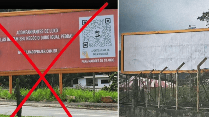 Outdoor de “acompanhantes de luxo” é retirado após determinação de prefeito em Cachoeiro