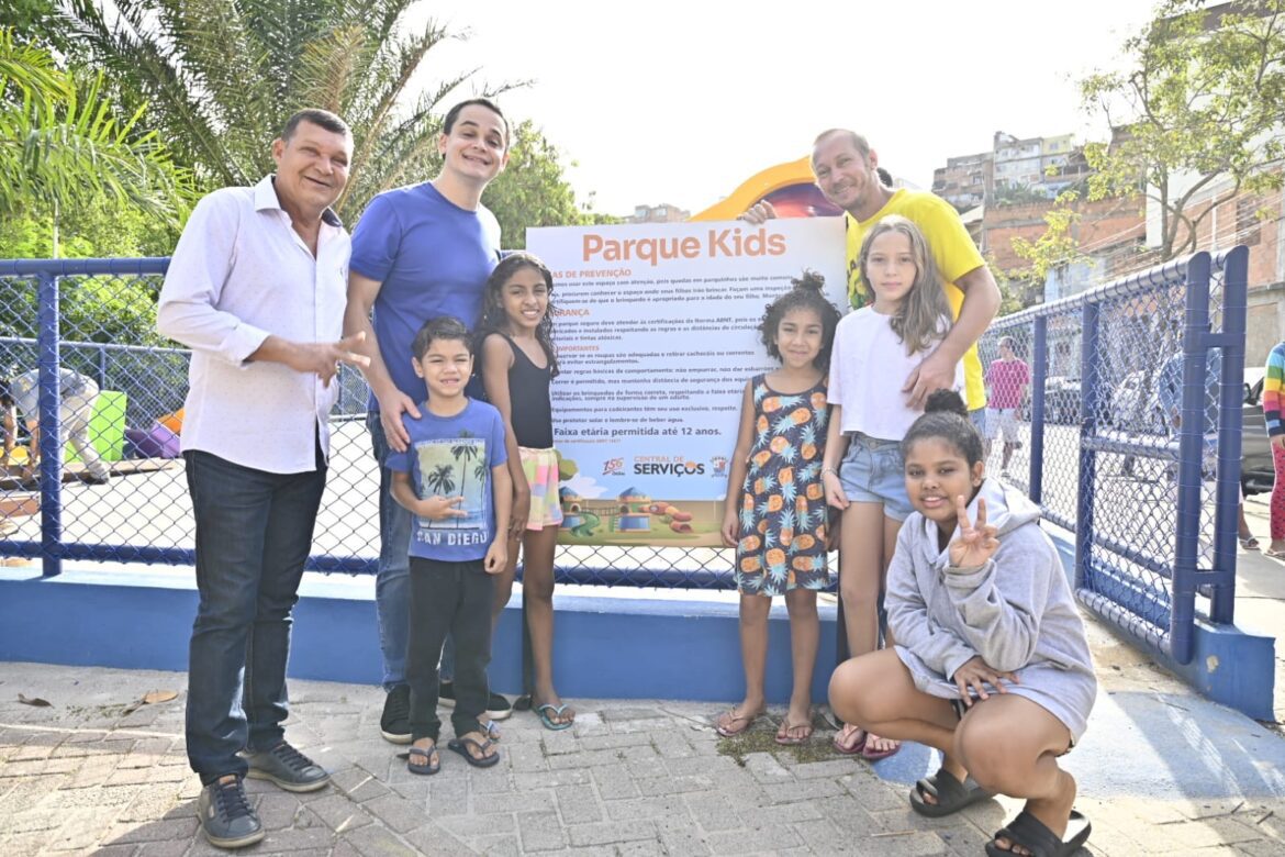 Pazolini leva alegria e diversão à Nova Palestina com o início da instalação do 1º Parque Kids da Região