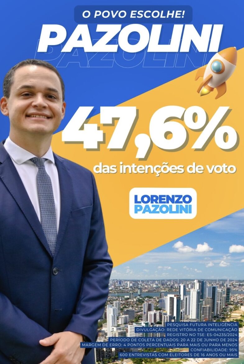 Pesquisa aponta Pazolini como vencedor no 1º turno